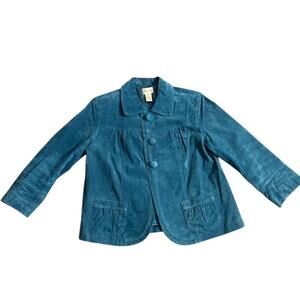 Vintage Chico’s teal genuine leather jacket, size 0 (US sz 4)